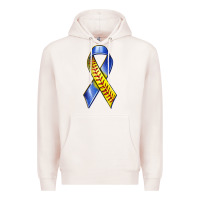 Pale Pink down syndrome ribbon softball Premium Hoodie - texasbilliewilder