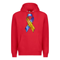 Red down syndrome ribbon softball Premium Hoodie - texasbilliewilder