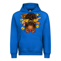 Cobalt softball afro messy bun Urban Hoodie - texasbilliewilder