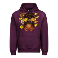 Mauve Wine softball afro messy bun Urban Hoodie - texasbilliewilder
