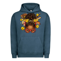 Pigment Midnight Navy softball afro messy bun Urban Hoodie - texasbilliewilder