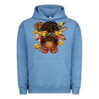 Pigment Pebble Blue softball afro messy bun Urban Hoodie - texasbilliewilder