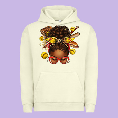 Urban Hoodie softball afro messy bun