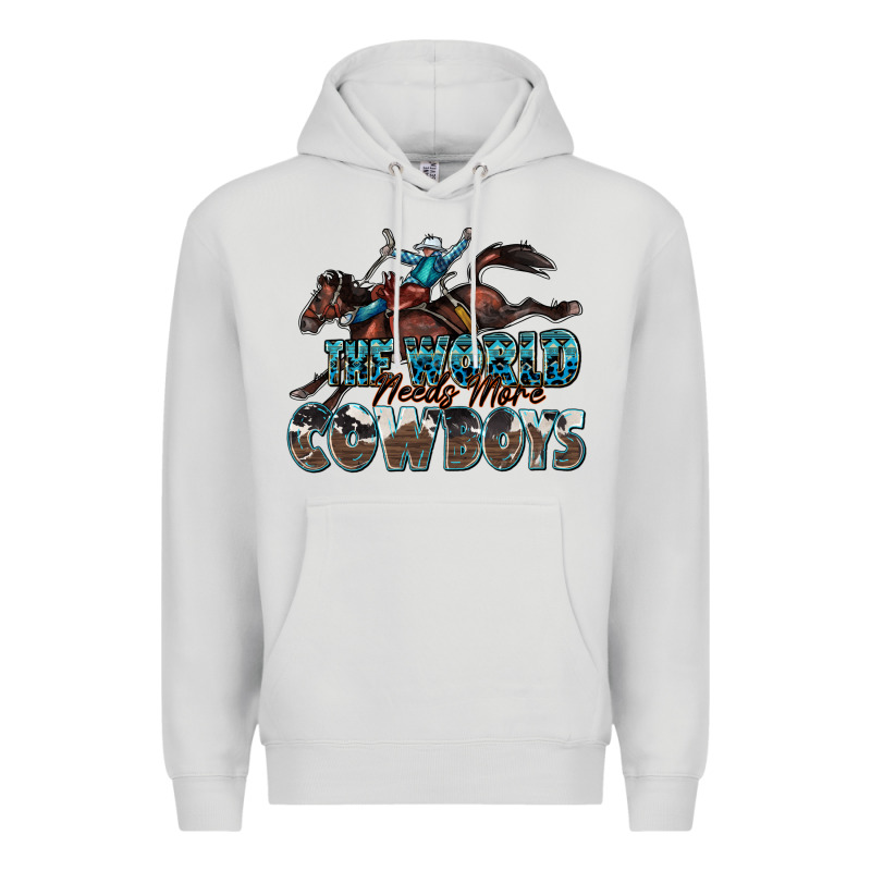The World Needs More Cowboys Premium Hoodie by Zillion Design Studio | Teevron