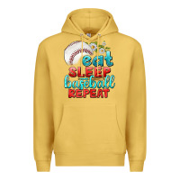 Antique Gold eat sleep baseball repeat Premium Hoodie - texasbilliewilder