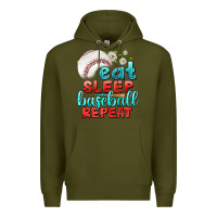 Army Green eat sleep baseball repeat Premium Hoodie - texasbilliewilder