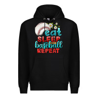 Black eat sleep baseball repeat Premium Hoodie - texasbilliewilder