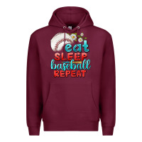 Burgundy eat sleep baseball repeat Premium Hoodie - texasbilliewilder