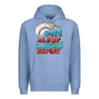 Colony Blue eat sleep baseball repeat Premium Hoodie - texasbilliewilder
