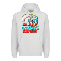 Dove Grey eat sleep baseball repeat Premium Hoodie - texasbilliewilder