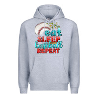 Heather Grey eat sleep baseball repeat Premium Hoodie - texasbilliewilder
