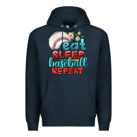 Navy eat sleep baseball repeat Premium Hoodie - texasbilliewilder