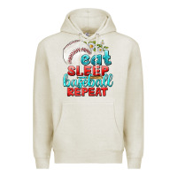 Oatmeal Heather eat sleep baseball repeat Premium Hoodie - texasbilliewilder