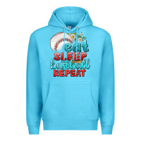 Ocean Blue eat sleep baseball repeat Premium Hoodie - texasbilliewilder