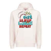 Pale Pink eat sleep baseball repeat Premium Hoodie - texasbilliewilder