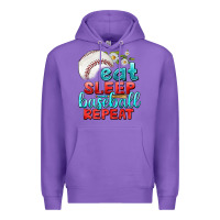 Purple eat sleep baseball repeat Premium Hoodie - texasbilliewilder