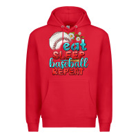 Red eat sleep baseball repeat Premium Hoodie - texasbilliewilder