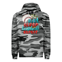Slate Camo eat sleep baseball repeat Premium Hoodie - texasbilliewilder