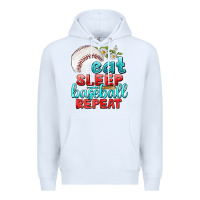 White eat sleep baseball repeat Premium Hoodie - texasbilliewilder