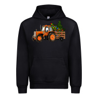 Black Christmas Orange Farm Tractor Urban Hoodie - RanaPortraitStore
