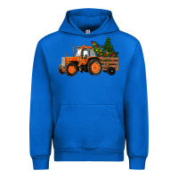 Cobalt Christmas Orange Farm Tractor Urban Hoodie - RanaPortraitStore