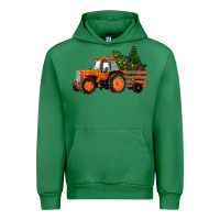 Emerald Christmas Orange Farm Tractor Urban Hoodie - RanaPortraitStore