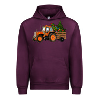 Mauve Wine Christmas Orange Farm Tractor Urban Hoodie - RanaPortraitStore