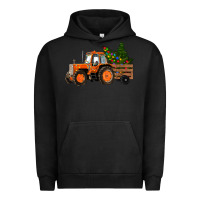 Pigment Black Christmas Orange Farm Tractor Urban Hoodie - RanaPortraitStore