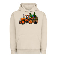 Pigment French Oak Christmas Orange Farm Tractor Urban Hoodie - RanaPortraitStore