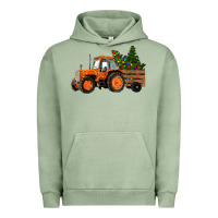Pigment Oil Green Christmas Orange Farm Tractor Urban Hoodie - RanaPortraitStore