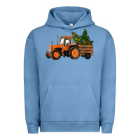 Pigment Pebble Blue Christmas Orange Farm Tractor Urban Hoodie - RanaPortraitStore