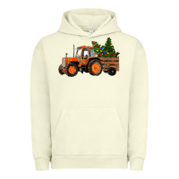 Pigment Pistachio Christmas Orange Farm Tractor Urban Hoodie - RanaPortraitStore