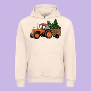 Christmas Orange Farm Tractor Urban Hoodie Designed By Ranaportraitstore