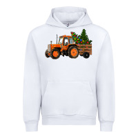 White Christmas Orange Farm Tractor Urban Hoodie - RanaPortraitStore