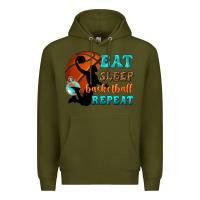 Army Green eat sleep basketball repeat Premium Hoodie - texasbilliewilder