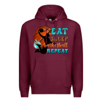 Burgundy eat sleep basketball repeat Premium Hoodie - texasbilliewilder