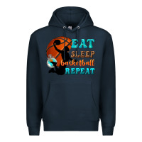 Navy eat sleep basketball repeat Premium Hoodie - texasbilliewilder