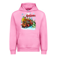 Fuchsia Pink christmas polar express believe Urban Hoodie - Zillion Design Studio