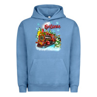 Pigment Pebble Blue christmas polar express believe Urban Hoodie - Zillion Design Studio