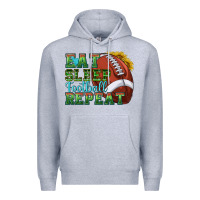 Heather Grey eat sleep football repeat Premium Hoodie - texasbilliewilder
