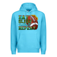 Ocean Blue eat sleep football repeat Premium Hoodie - texasbilliewilder