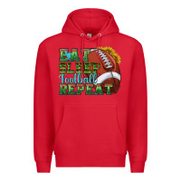 Red eat sleep football repeat Premium Hoodie - texasbilliewilder