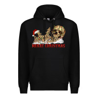 Black Merry christmas skeleton Premium Hoodie - RanaPortraitStore