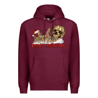 Burgundy Merry christmas skeleton Premium Hoodie - RanaPortraitStore