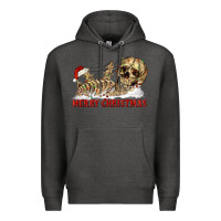 Charcoal Heather Merry christmas skeleton Premium Hoodie - RanaPortraitStore