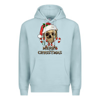 Blue Mist merry christmas skull Premium Hoodie - RanaPortraitStore
