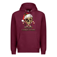 Burgundy merry christmas skull Premium Hoodie - RanaPortraitStore