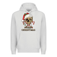 Dove Grey merry christmas skull Premium Hoodie - RanaPortraitStore