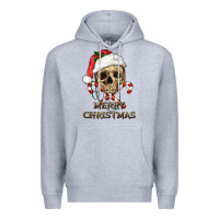 Heather Grey merry christmas skull Premium Hoodie - RanaPortraitStore