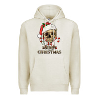 Oatmeal Heather merry christmas skull Premium Hoodie - RanaPortraitStore